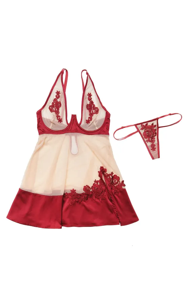 Coquette 7222 Babydoll GString Set Merlot Coquette Anal
