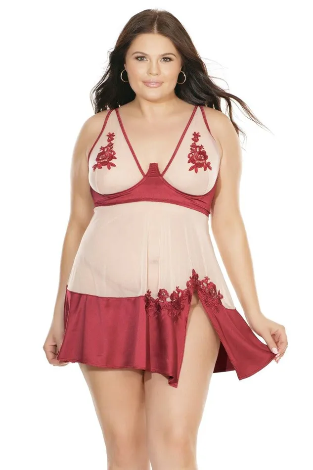 Coquette 7222 Babydoll GString Set Merlot Coquette Anal